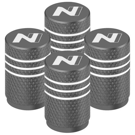 (Gris foncé) Lot de 4 bouchons de valve de pneu décoratifs pour voiture, avec autocollant. Compatible avec Nissan N line, Nissan Creta IX35 et Nissan I40. Accessoires auto. (1/5)