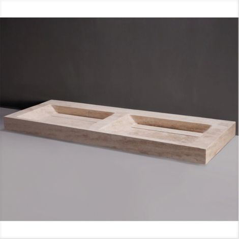 Forzalaqua Doppelwaschbecken Natursteinbecken BELLEZZA DOPPIO 140 cm Travertin"-"11105145