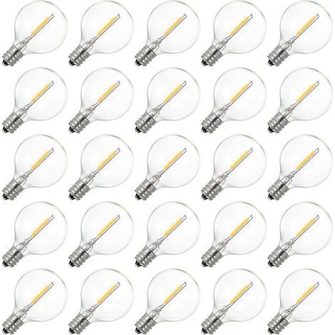 Lot de 25 ampoules LED globe G40, 230V CA, douille E12, blanc chaud, résistantes à l’eau IP44 pour extérieur (1/5)