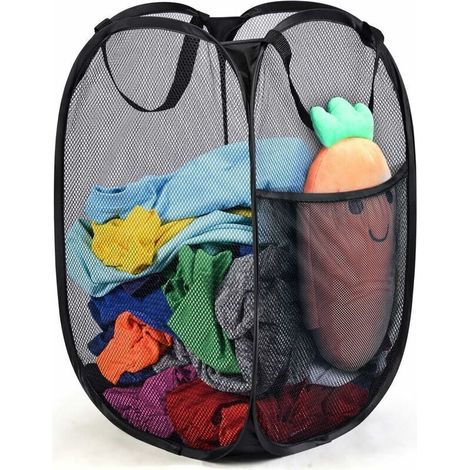 Sac Panier à Linge Sale Pliable - Paniere Rangement Corbeille a Linge avec Poignée 60 x 34 x 34 cm (Noir),de DEBUNS (1/5)