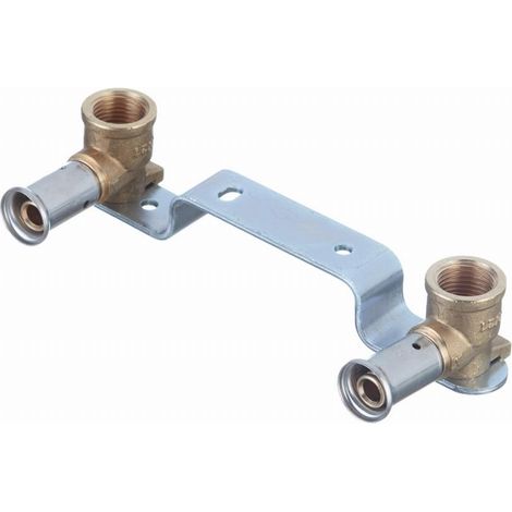 HENCO Wandhalterung zwei Wandleuchten Messing Mehrschicht Pressfitting - Innengewinde 1/2 - Ø16 mm - 28PV-16041604-1