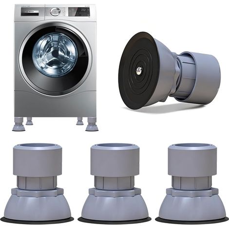 Lot de 4 amortisseurs de vibrations réglables pour machine à laver, tapis anti-vibration, amortisseur de vibrations universel pour machines à laver et sèche-linge, gris (1/5)