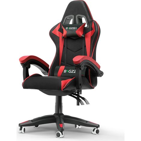Chaise de bureau - Rattantree Chaise Gaming - Siège de Bureau Réglable Gaming Racing - avec coussin et dossier inclinable - Noir et Rouge (1/5)