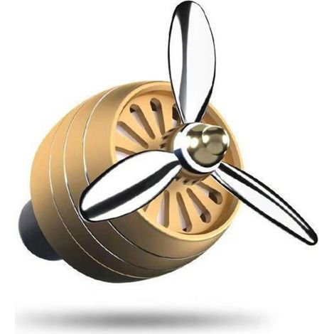 Mini ventilador ambientador con luz integrada y difusor de aceites esenciales de larga duración. Elimina los olores y refresca el aire del interior del coche. Accesorios para la salida de aire (dorado