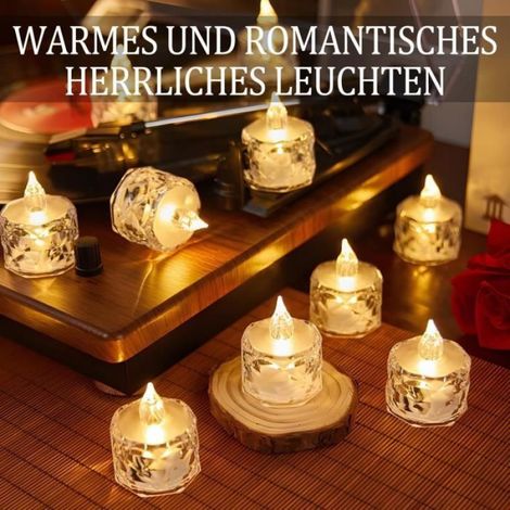 Bougie Chauffe-Plat LED - Sans Flamme - Effet Vacillant - Blanc Chaud - Fonctionne Sur Pile CR2032 - Pour Jardin Fête Intérieur Extérieur - Lot De 24 (1/4)