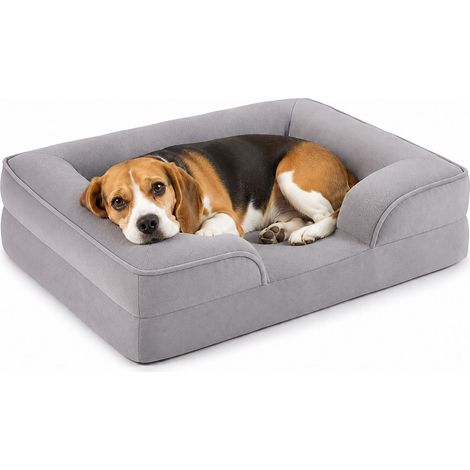 Relaxdays Hundebett, orthopädisch, Hundekissen, wasserdicht, HBT: 17x71x58 cm, Memory Foam, Hundecouch, Polyester, grau (1/5)