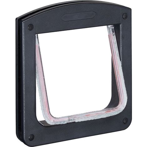 Chatière 4 voies verrouillable pour chats et petits chiens – Dimensions HxL 22x20 cm – Isolation contre courants d'air – Avec aimant (1/5)