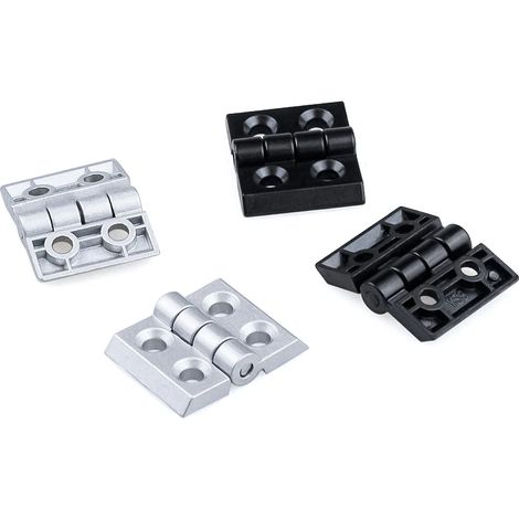 Charnières à paumelles (4545 noires, lot de 5) en alliage de zinc pour portes, compatibles avec les profilés en aluminium 4545, les meubles et les armoires électriques. (1/5)