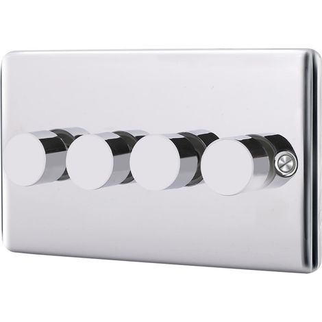 4 Gang 2 Way Push Dimmer 400w - Brushed Steel (1/2)