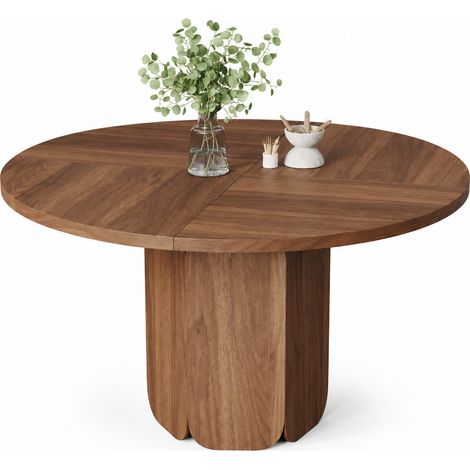 FurnitureR 4 to 6 Seater Round Dining Table Dark Wood Effect MDF 120x120x75 cm for Shared Meals Compact Living Areas Sociable Dining (1/5)