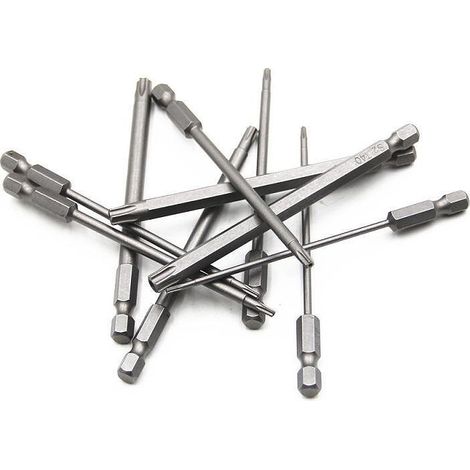 [MAI USATO]Set di 11 punte per cacciavite Torx lunghe - Punte magnetiche - Attacco esagonale da 1/4" - Misure da T6 a T40 - Lunghezza 100 mm (1/5)