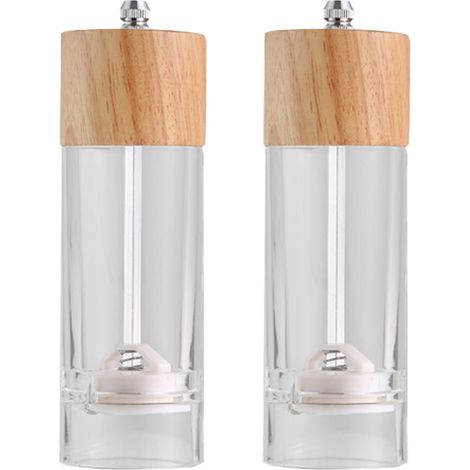 Ensemble de moulins à sel et à poivre manuels en acrylique de qualité supérieure - salières et poivrières en bois (1/5)