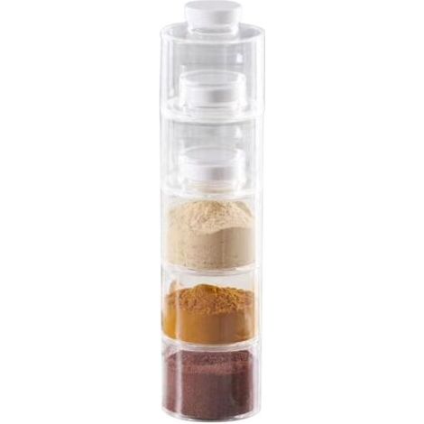 Pot D'assaisonnement Forme Tour Bouteilles Condiments Transparent Peut Être Superposé Épices Stockage Boîte Ustensiles De Cuisine Armoire Récipient Table Boîte-Cadeau 35x8.5x8cm (1/5)