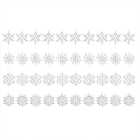 Lot de 40 décorations de Noël en forme de flocons de neige pailletés (1/5)