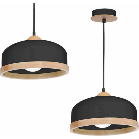 Suspension Milagro Studio noire bois Ø32 E27 60W régl. (1/5)