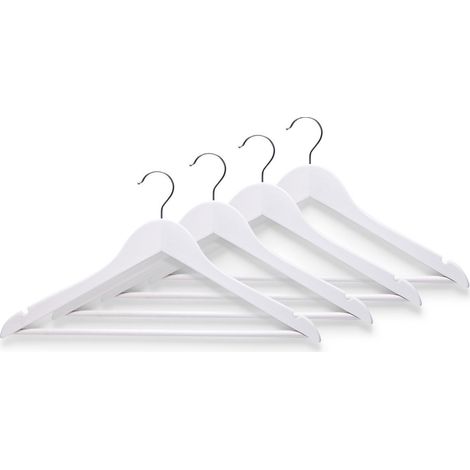 Set de cintres en bois pour vêtements, 4 pièces, couleur blanche, ZELLER