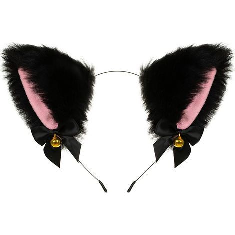 Kunstfell-Haarreif mit Katzen- und Hundemotiv, süßes und flexibles Haaraccessoire, Halloween-Kostüm, Partykleid für Mädchen – schwarz (1/5)