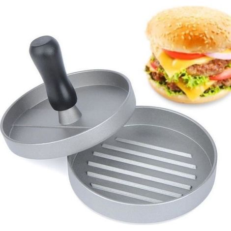 Presse à burgers - B - Aluminium - Antiadhésif - Noir et gris - Détachable