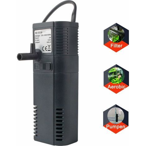 Aquarium filter internal filter pump with spray wand for 300L aquarium (300L/H 2W) (1/5)