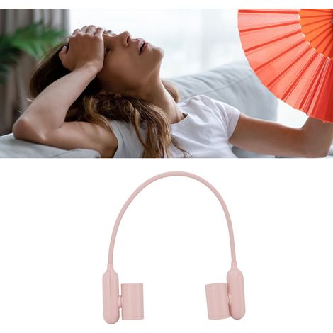Ventilador de cuello [3 velocidades, recargable por USB] Batería de 4000 mAh, 6 horas de autonomía, ligero, portátil, silencioso, rosa, ideal para la oficina y los viajes. (1/5)