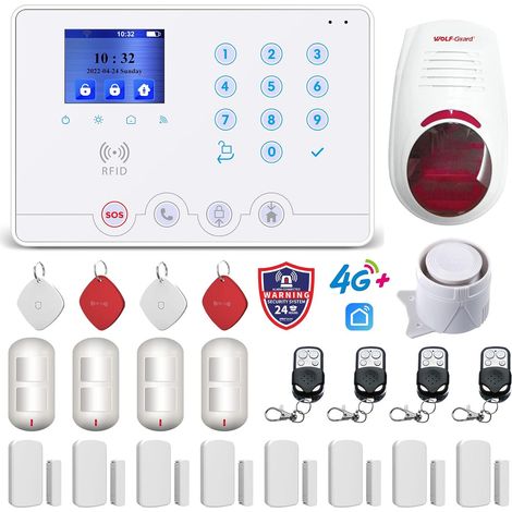 W4Q Alarme Maison sans Fil, WiFi 4G Connectée avec Sirène Extérieure, Capteur de Mouvement, Compatible avec Assistant (1/5)