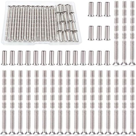 20 Pièces Vis Poignee Porte M4, Vis de Connexion avec Boulon Kit, Boulons de Connexion et Manchon, Liaison Meuble Nickelée pour Écussons, Poignée de Porte, Armoire, Tiroirs