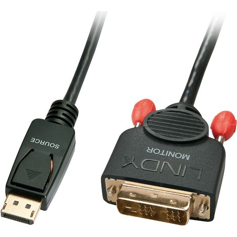 Lindy 41489 0,5 m DisplayPort DVI-D Kabeladapter Schwarz