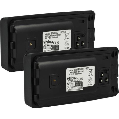 vhbw 2x Batterie remplacement pour Motorola RLN6305B, RLN6305C, RLN6305D pour radio talkie-walkie (2200mAh, 7,5V, Li-ion) - avec clip de ceinture