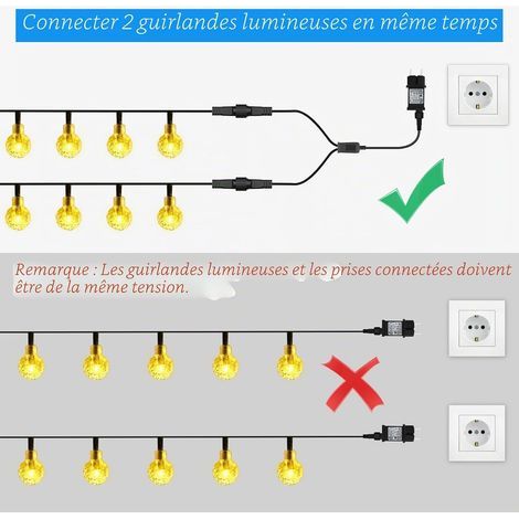 Répartiteur de guirlande lumineuse, étanche IP65, 2 broches, rallonge pour éclairage de Noël, stalactites, lumières de Noël, lumières de rideau, lumières réseau, lumières globes G40 (1/4)