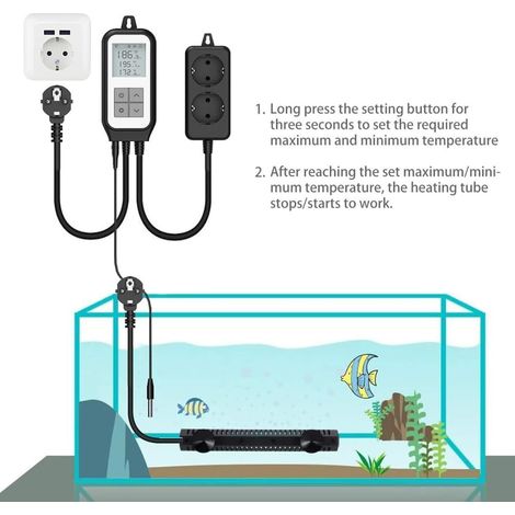 Regolatore di temperatura con presa termostatica, presa relè, sensore di temperatura digitale Tuya Wi-Fi per acquario e serra. Controllo vocale. Spina UE. (1/4)