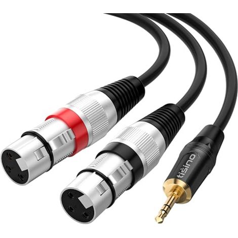 Câble XLR Femelle vers 3,5 mm, Câble Audio 2x XLR vers mini jack 3.5mm stéréo - 2m (1/5)