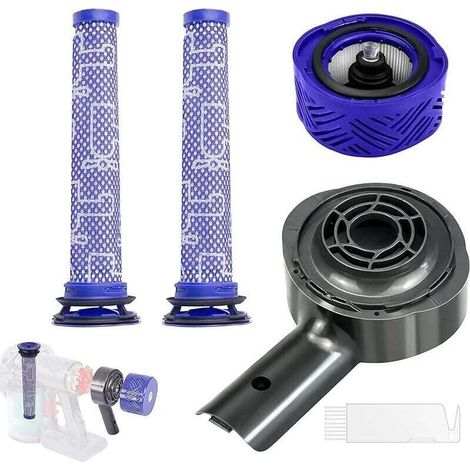 Cubierta trasera del motor + filtro HEPA trasero + juego de filtros de repuesto para accesorios Dyson V6 DC58 DC59 DC61 DC62 DC74 -Crezuo