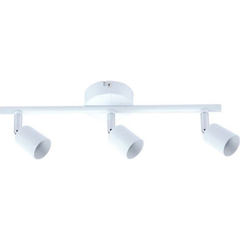 Rampe 3 spots GU10 40W – Spot encastrable fer blanc pour intérieur – Fixation murale – IP20 – 230V – Garantie 2 ans
