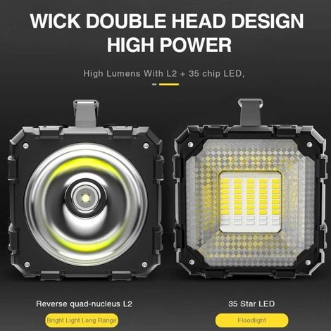 Wiederaufladbare LED-Taschenlampe mit 10.000 mAh Akku, 1200 lm, extrem langer Standby-Zeit, hoher Leistung, wasserdichter Campinglaterne, 7 Modi, superheller LED-Suchscheinwerfer mit USB-Powerbank-Aus (1/4)