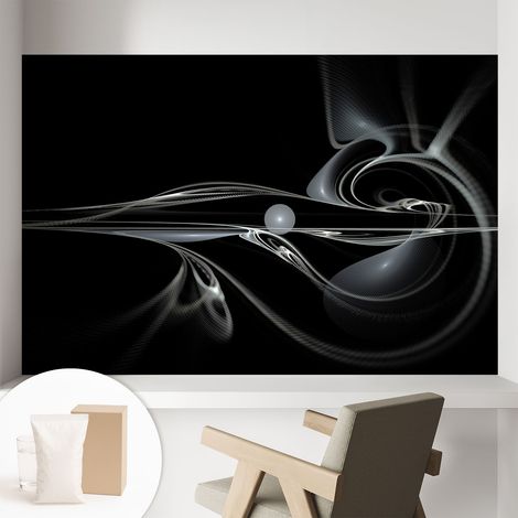 Papier peint intissé avec imprimé pour intérieur moderne application facile a motif - Colle incluse gratuite Lignes fluides 104x70 cm (1/5)