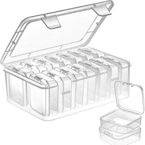 Petite boîte de rangement en plastique transparent avec couvercle, idéale pour les petits objets. (1/5)