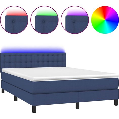 Maison Exclusive - Boxspringbett mit Matratze & LED Blau 140x200 (1/5)