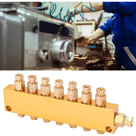 Distributeur d'Huile en Laiton Réglable, Système de Lubrification 1 Entrée 7 Sorties pour Pistons et Soupapes (1/5)