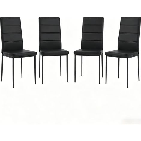 Set de 4 sillas de comedor con respaldo alto de polipiel y metal negras MODENUIT (1/4)