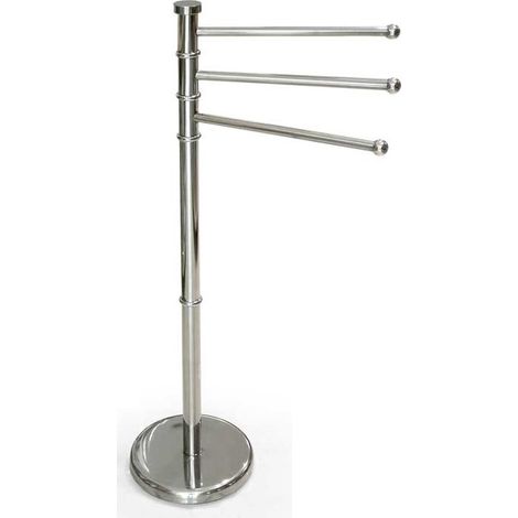 Piantana Portasciugamani a 3 Braccia Girevoli in Acciaio Inox 32 x 85 cm
