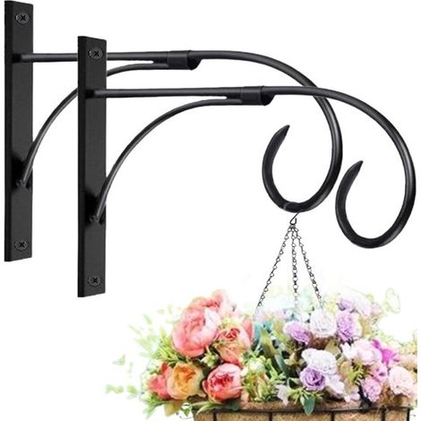 Pflanzenhaken 2 Stück 26,7 cm Blumenhaken Metall Wandhaken Pflanzenhänger Wandhaken Wandhaken für Pflanzen Wandhaken für Hängekörbe Schwarz (1/5)