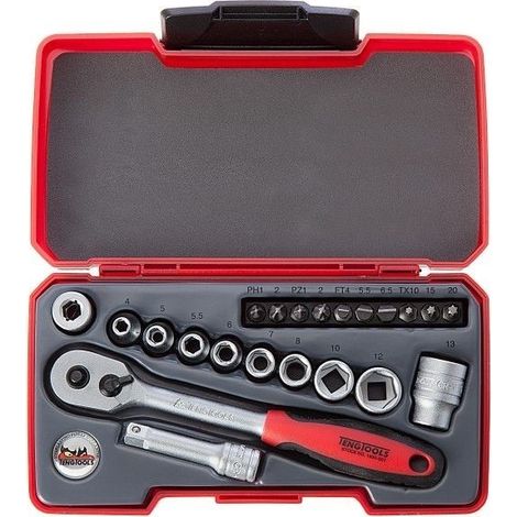 Juego de llaves de vaso 1/4 de 22 piezas T1422 TENG TOOLS