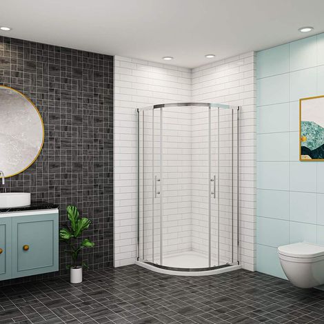 80x80x185cm Duschkabine Runddusche 5mm Glas Viertelkreis Dusche Echtglas (1/5)