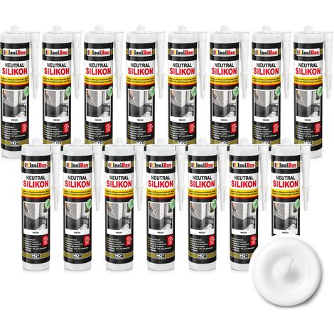 Neutralsilikon Naturstein Silikon Granit Marmor Sanitär Inn/Auß 15 x 300ml Weiss (1/5)