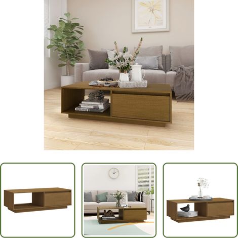 Massivholz Couchtisch - Couchtisch Honigbraun 110x50x33,5 cm Massivholz Kiefer (1/5)