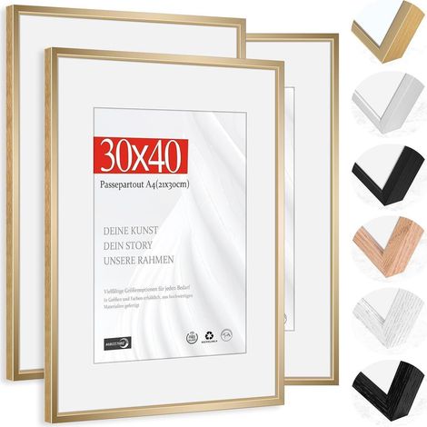 Bilderrahmen Passepartout 21x30cm Alu Champagner Gold 30x40cm 3x (1/5)
