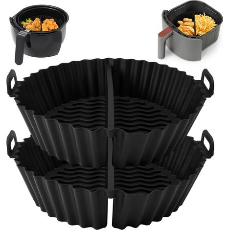 2 Pièces Moule en Silicone pour Air Fryer, au Lieu du Papier Cuisson Rond Air Fryer Moule Silicone, 16.5cm pour Friteuse Air, Micro-Ondes, Four, Accessoires Cuisine (1/5)