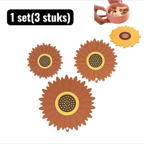 1 set 3 pièces dessous de plat sous verres motif tournesol dessous de plat japonais mignons en PVC résistant à la chaleur pour assiettes bols et tasses tapis de table hydrofuges pour usage quotidien c (1/5)