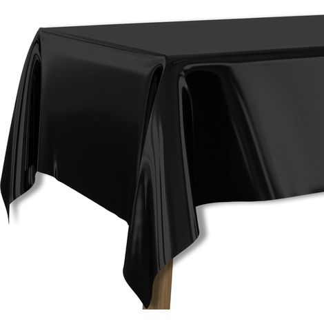 Nappe noire rectangulaire 137 x 274 cm, idéale pour les réceptions. Nappe en plastique imperméable pour une surface de 1,8 à 2,4 mètres. (1/5)
