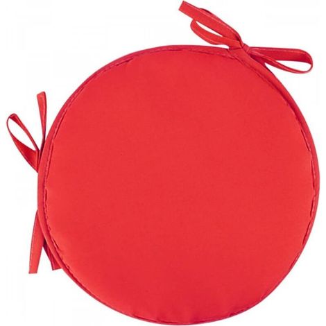 1 coussin de chaise de jardin rond rouge de 38 cm de diamètre - Extérieur, Tabouret, Terrasse, Salle à manger - Grand coussin (1/5)